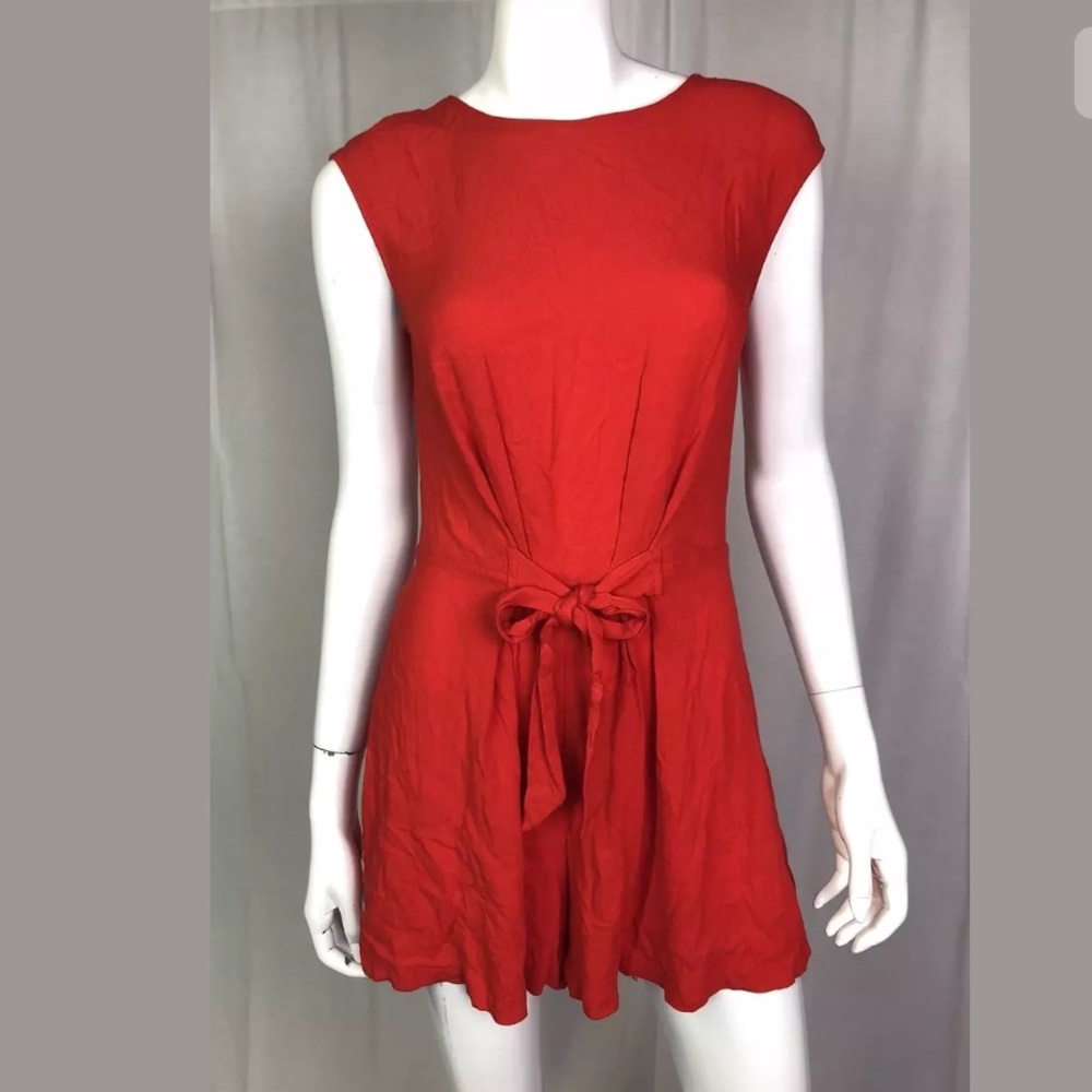 Zara Basic Collection Small Open Back Red Romper - image 1